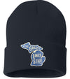 The Great Lakes State Embroidered Patch 12" Solid Knit Beanie