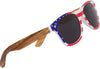 Woodies American Flag Frame Zebra Wood Polarized Sunglasses