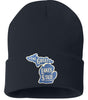 The Great Lakes State Embroidered Patch 12" Solid Knit Beanie
