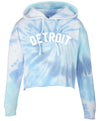 Classic Detroit Arched Tie-Dye Ladies' Cropped Hooded Sweatshirt